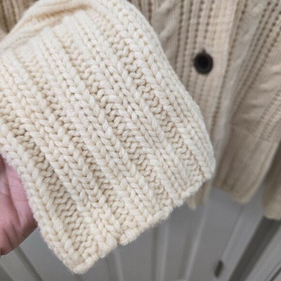 Ruff Hewn Cardigan Sweater Womens Small‎ Cream Fisherman Hood Cableknit Nordic - Picture 5 of 7